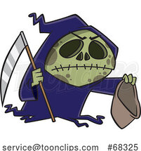 Cartoon Grim Reaper Holding a Bag by Toonaday