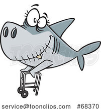 Cartoon Granny Shark with a Walker by Toonaday