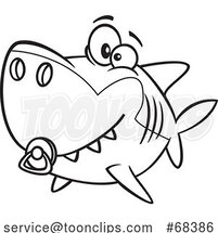 Cartoon Outline Baby Shark with a Pacifier by Toonaday