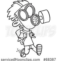 Cartoon Outline Boy Wearing a Mask by Toonaday