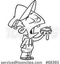 Cartoon Outline Boy Eating a Messy Smores by Toonaday