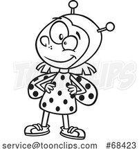 Cartoon Black and White Girl in a Ladybug Costume by Toonaday