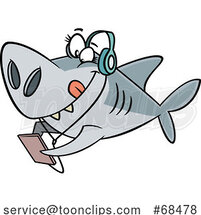 Cartoon Sister Shark Wearing Headphones by Toonaday