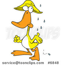 Cartoon Duck in the Rain by Toonaday