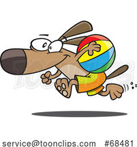 Cartoon Dog Running with a Beach Ball by Toonaday