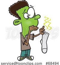 Cartoon Boy Holding a Stinky Sock by Toonaday