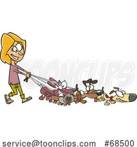 Cartoon Female Dog Walker by Toonaday