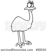 Cartoon Black and White Emu Bird by Toonaday