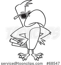 Cartoon Lineart Buff Cool Bald Eagle Wearing Sunglasses by Toonaday