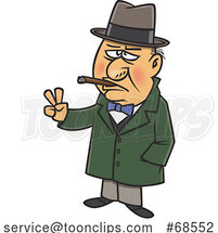 Cartoon Sir Winston Churchill Smoking a Cigar by Toonaday