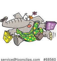 Cartoon Female Elephant Shopping by Toonaday