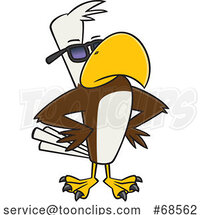 Cartoon Buff Cool Bald Eagle Wearing Sunglasses by Toonaday