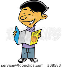 Cartoon Asian Boy Reading a Map by Toonaday