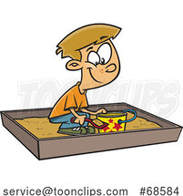 Cartoon White Boy Playing in a Sand Box by Toonaday