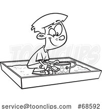 Cartoon Lineart Boy Playing in a Sand Box by Toonaday