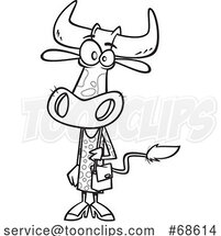 Cartoon Black and White Female Cow Shopping by Toonaday