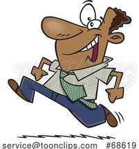 Cartoon Eager Black Business Man Running by Toonaday
