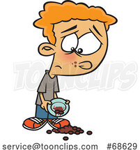 Cartoon Sad Boy with Spilled Beans by Toonaday