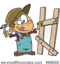 Cartoon Boy Building a Fence by Toonaday