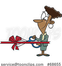 Cartoon Lady Performing a Ribbon Cutting Ceremony by Toonaday
