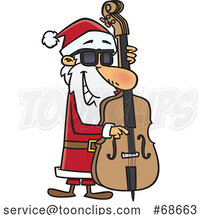 Cartoon Christmas Santa Playing a Bass by Toonaday
