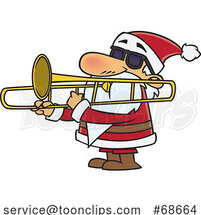 Cartoon Christmas Santa Playing a Trombone by Toonaday
