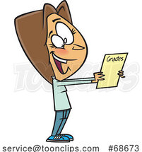 Cartoon Lady Holding a Report Card by Toonaday