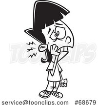 Cartoon Outline Girl with a Toothache by Toonaday