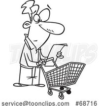 Cartoon Outline Guy Reading a Shopping List by Toonaday