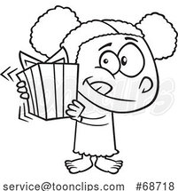 Cartoon Outline Girl Shaking a Gift by Toonaday