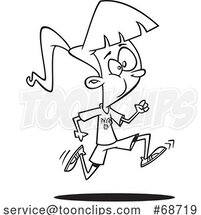 Cartoon Outline Girl Running in Physical Education Class by Toonaday