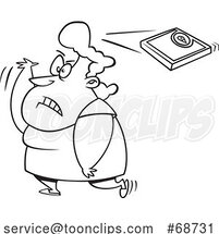 Cartoon Black and White Fat Lady Throwing a Scale over Her Shoulder by Toonaday