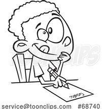 Cartoon Black and White Boy Writing down His Goals by Toonaday