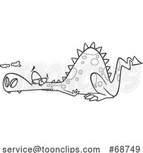 Cartoon Black and White Depressed Dragon by Toonaday