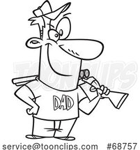 Cartoon Black and White Intimidating Father Holding a Shotgun over His Shoulder by Toonaday