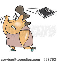 Cartoon Fat Lady Throwing a Scale over Her Shoulder by Toonaday