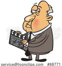 Cartoon of Alfred Hitchcock Holding a Clapperboard by Toonaday