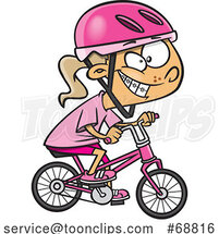 Clipart Cartoon Girl Riding a Bike by Toonaday