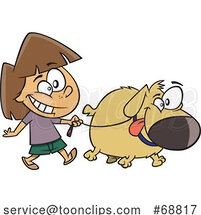 Clipart Cartoon Girl Walking a Dog by Toonaday