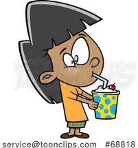 Clipart Cartoon Girl Drinking a Milkshake by Toonaday