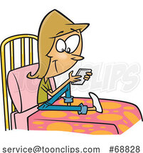 Clipart Cartoon Teen Girl Texting on Her Bed by Toonaday