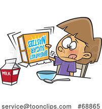 Cartoon Girl Shaking an Empty Box of Cereal by Toonaday