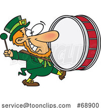 Cartoon Leprechaun Playing a Marching Drum by Toonaday