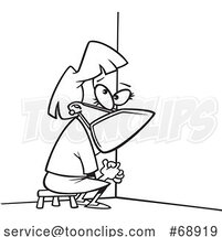 Cartoon Black and White Lady Wearing a Mask and Sitting in Coronavirus Time out by Toonaday