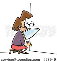 Cartoon Lady Wearing a Mask and Sitting in Coronavirus Time out by Toonaday