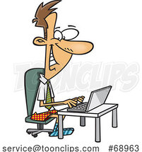 Cartoon Guy Working from Home in His Boxers by Toonaday