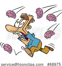 Cartoon Guy Running in a Brain Storm by Toonaday