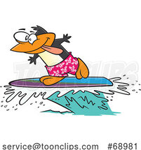Cartoon Surfing Penguin by Toonaday