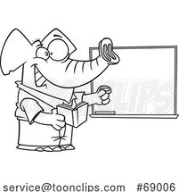 Cartoon Black and White Teacher Elephant by Toonaday