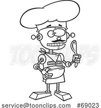 Cartoon Black and White Robot Chef by Toonaday